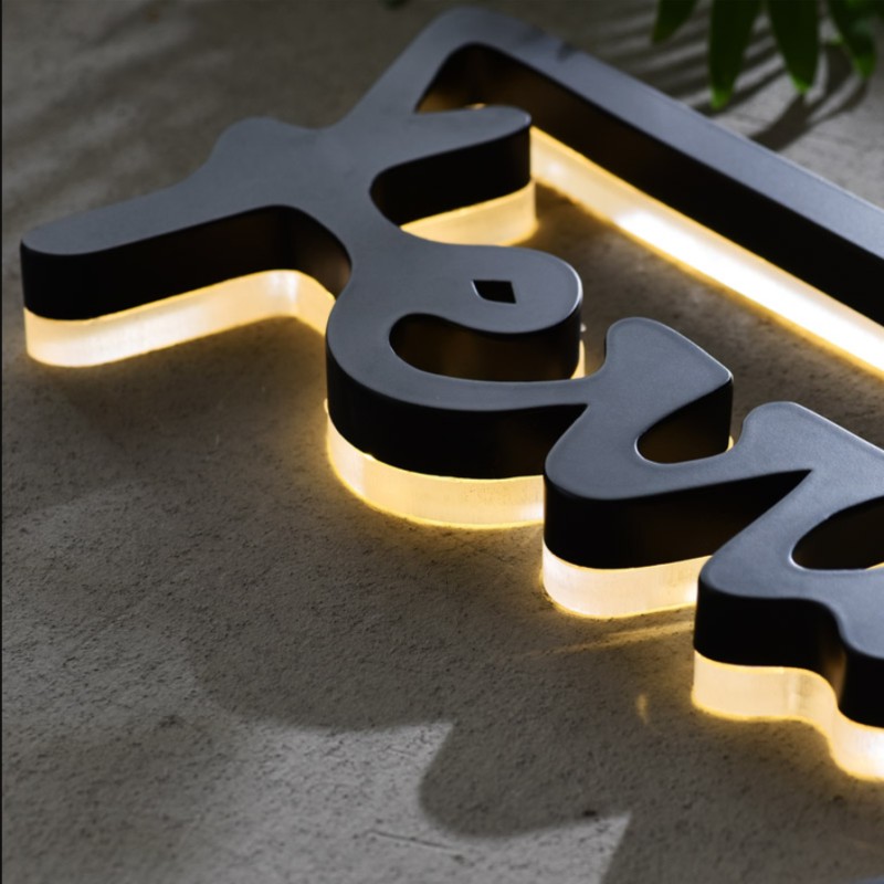 Factory Outlet Outdoor metal letter lights illuminated business signs for shop restaurant coffee names, backlit stainless steel letter sign-image-393856869