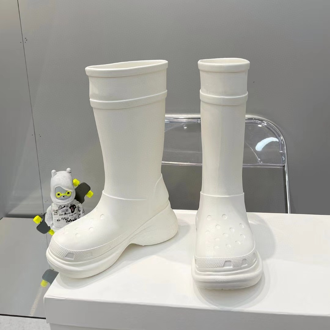 designer boots winter rain boots for women luxury boots pink black green color versatile stylish waterproof anti slip knee high long boots size 3-image-898405405