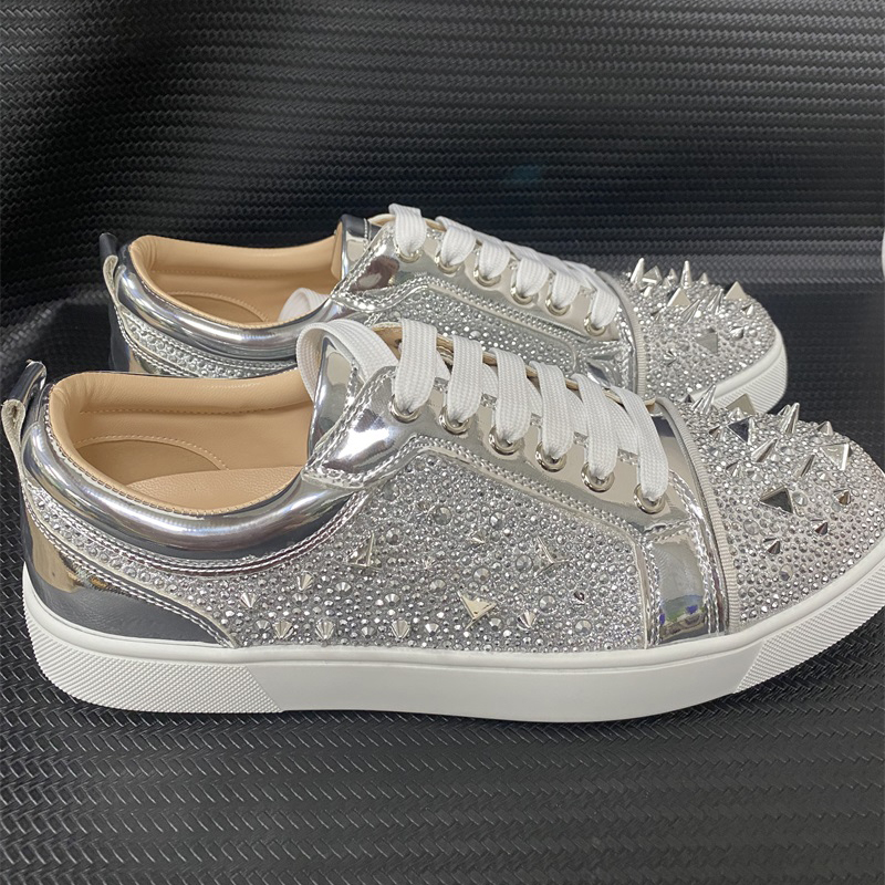 C-L Chaussures décontractées Baskets à plateforme Vintage Hommes Femmes Spikes Mocassins en cuir bas avec boîte