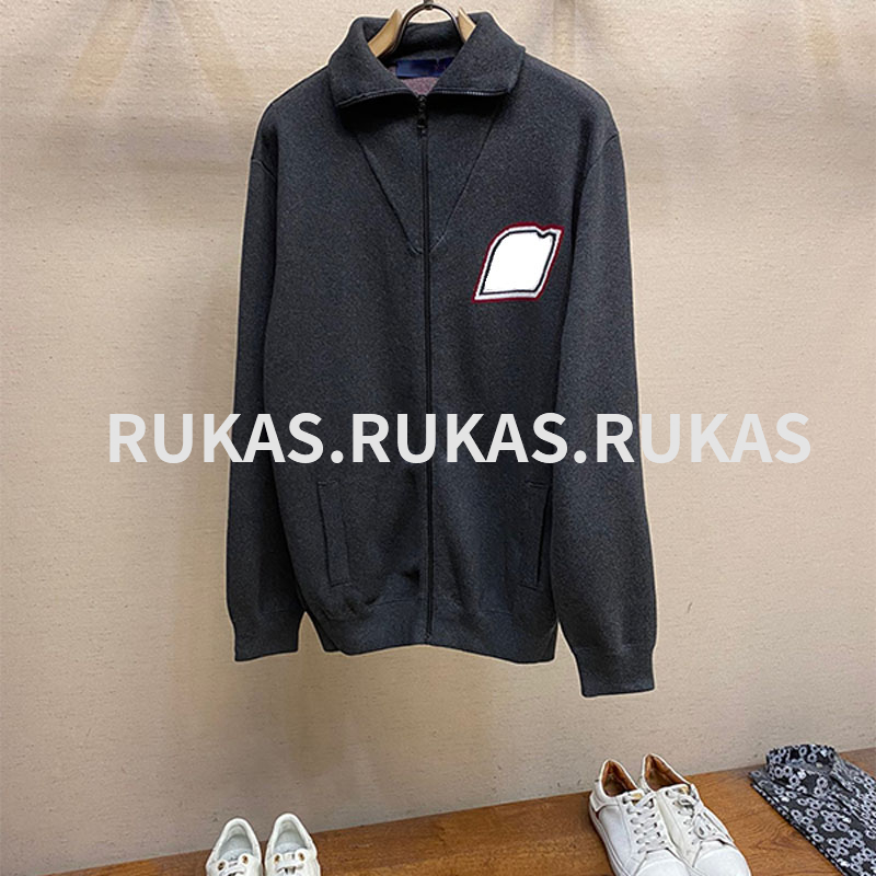 Casual jacket high-neck zipper long-sleeved men's gray fashion sweatshirt basic matching couple sweater coat simple luxury jacket