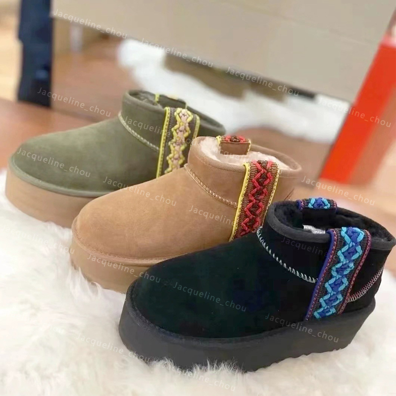 Designer Snow Boots Women Ultra Mini Braid Boot Platform Tasman Tazz Slippers Mustard Seed Australie Classic Comfort Fur Winter Booties-image-897829746