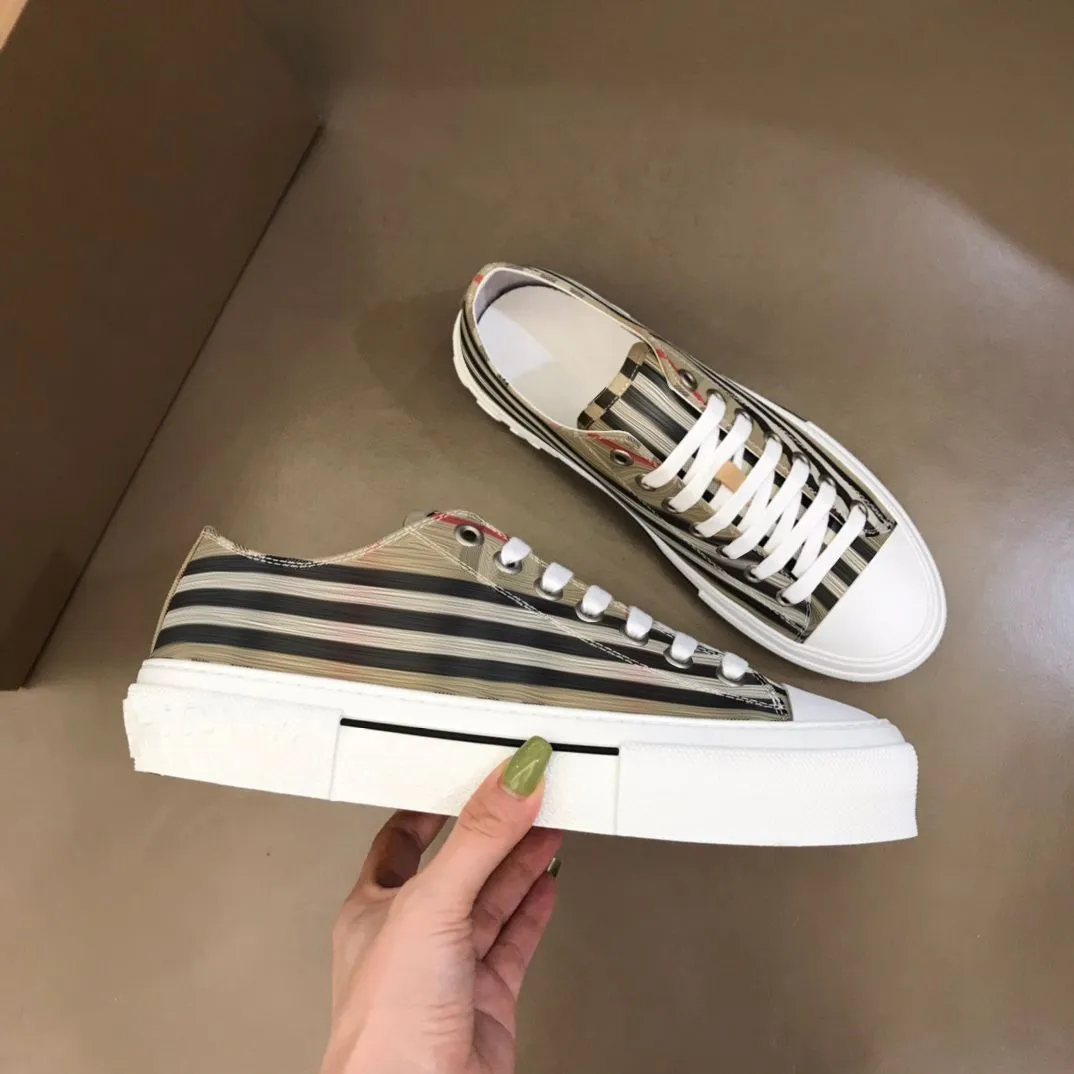 Chaussures basses classiques Vintage Check coton baskets en cuir à lacets chaussure en plein air hommes femmes toile Sneaker