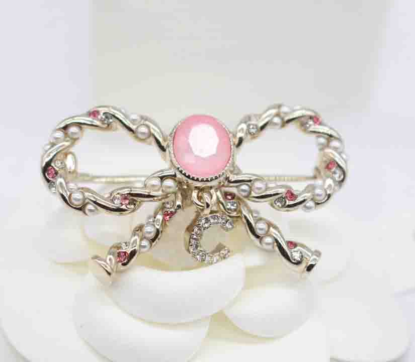 2023 Luxury quality Charm drop earring brooch butterfly shape with pink and diamond in 18k gold plated have box stamp PS7564B