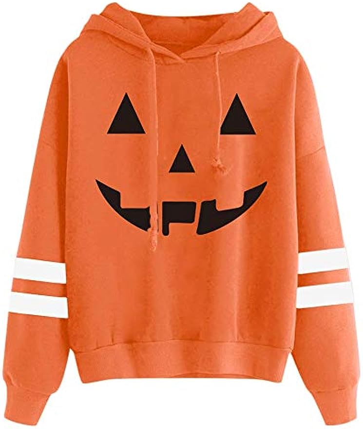 Designer Fashion Halloween Women Long Sleeve Pumpkin Skeleton Hoodies