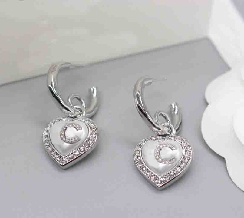 Luxury quality charm stud earring heart shape pendant necklace bracelet in silver plated have stamp PS7570B