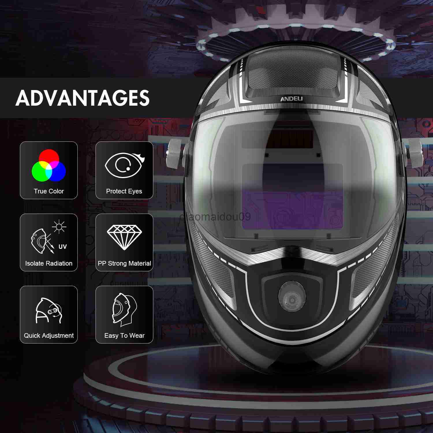Protective Clothing ANDELI Automatic Darkening Welding Mask ADL-ME980H DIN16 TIG MIG MMA Welding Mask/Helmet/Cap/Lens for Welding Machine HKD2308-image-897911093