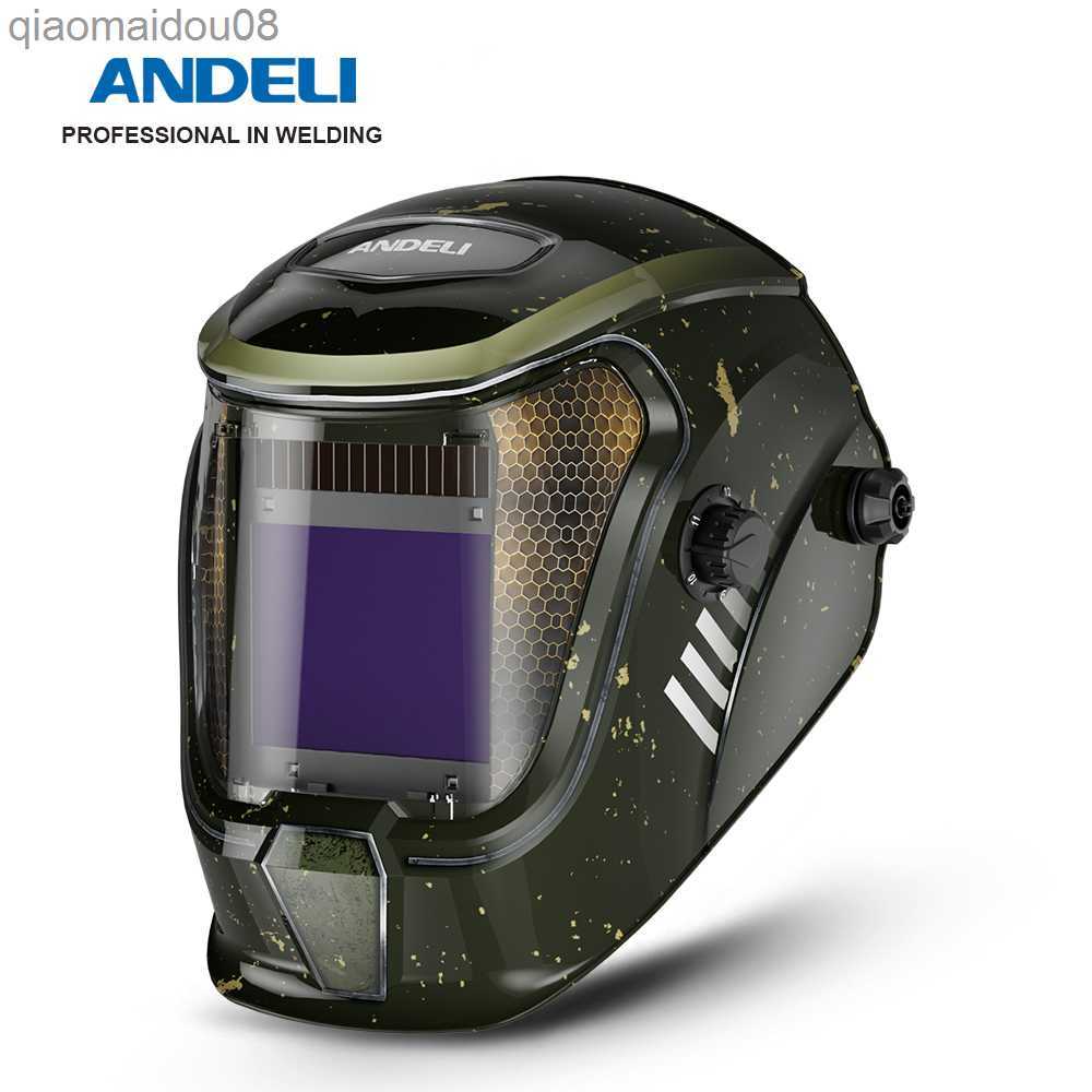 Protective Clothing ANDELI Welding Helmet Auto Darkening Filter True Color 4 Arc Sensors Solar Powered Mask for MIG MAG TIG Welding Equipment L26-image-897911737
