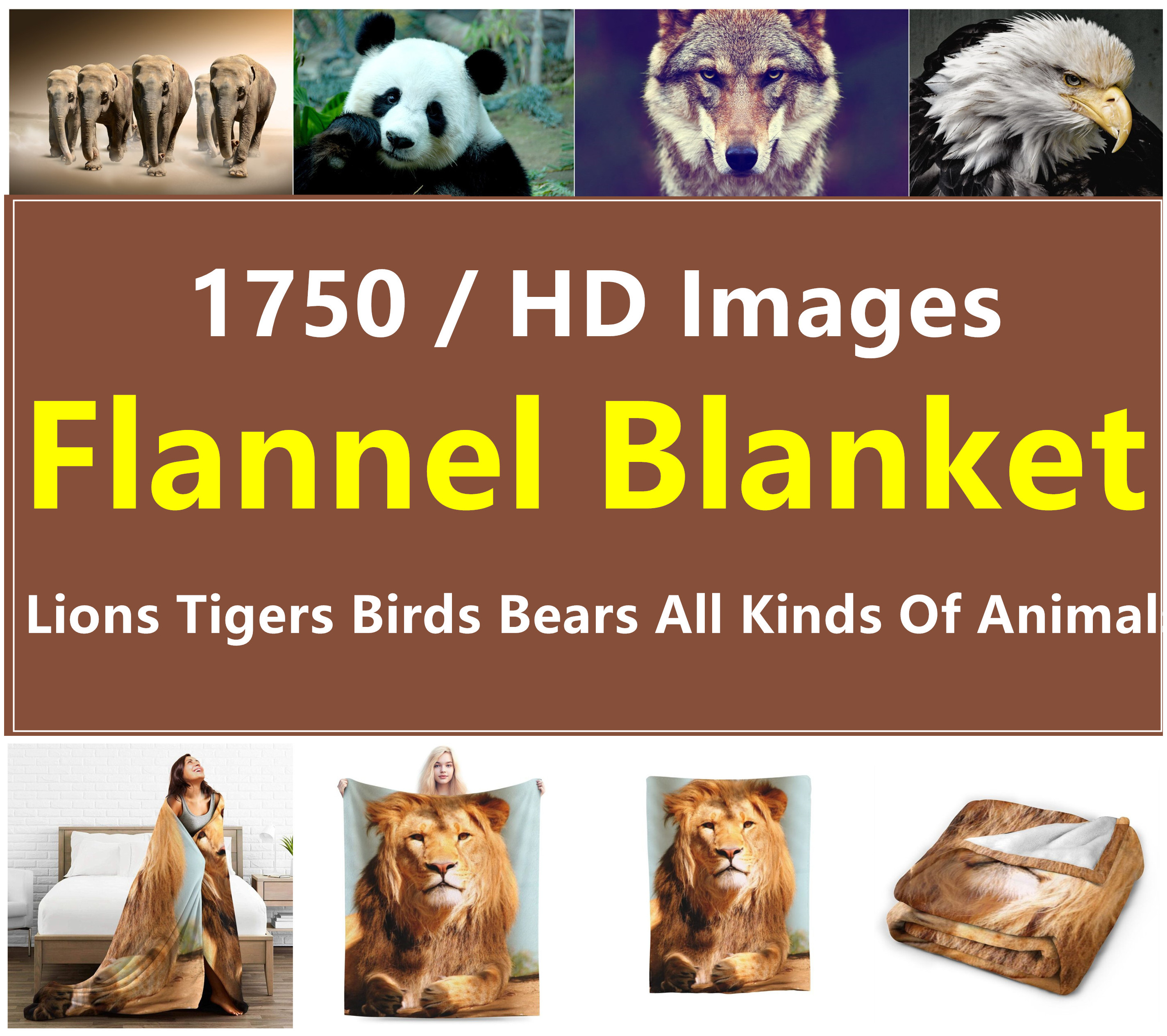 2023 Blanket Wildlife HD Image Customization Designer Soft Carpet Sofa Bedding Halloween Holiday Gift