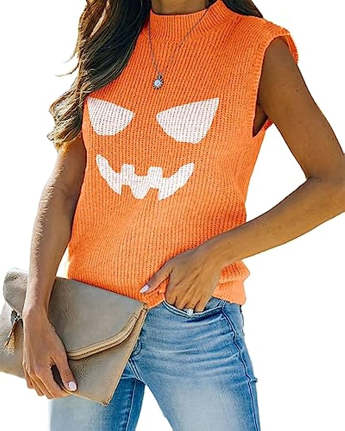 Women's Mock Neck Knit Sweater Vest Sleeveless Casual Trendy Summer Ribbed Pullover Tank Tops