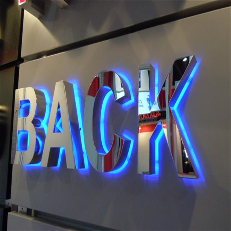 Factory Outlet Outdoor 304# brushed mirror polished stainless steel back lit LED letter signs-image-382375113