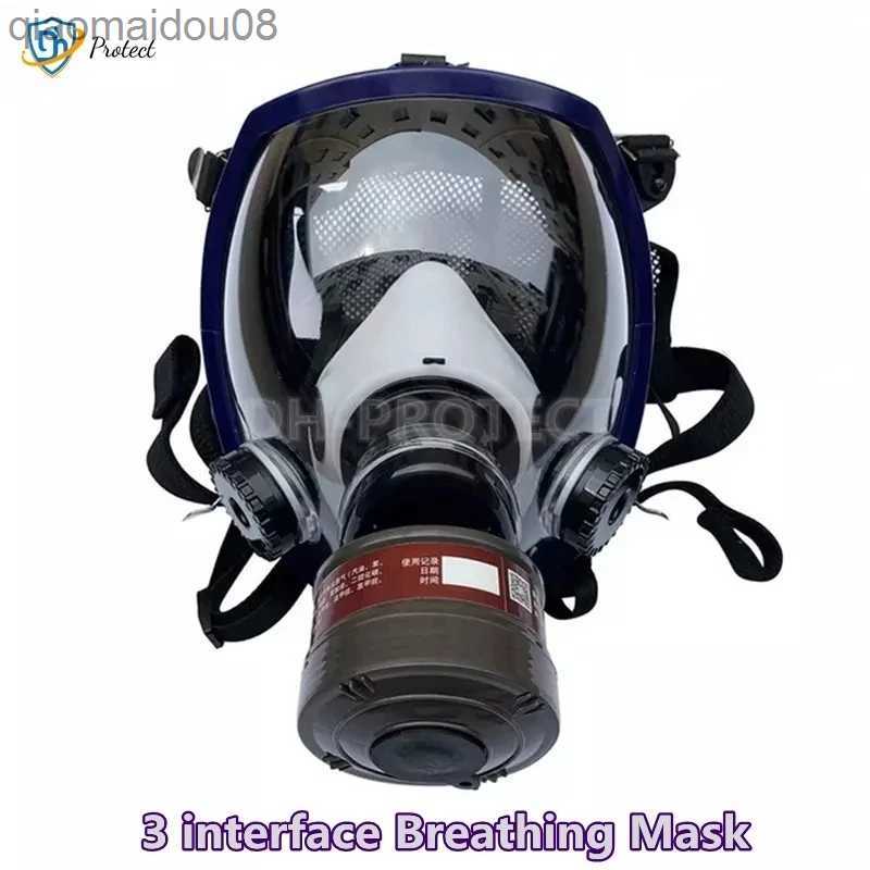 Protective Clothing 3 ports Multipurpose Full Gas mask spherical Super clear Fully sealed Protective mask Spray paint Industrial pollution gas ma-image-897907180