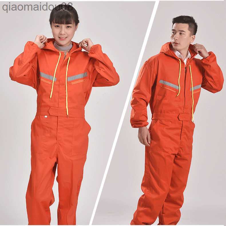 Protective Clothing Working Hooded Coveralls Raincoat Overalls Dust-proof Paint Spray clothing Hood Protective safety Reflective Work clothes L26-image-897905737