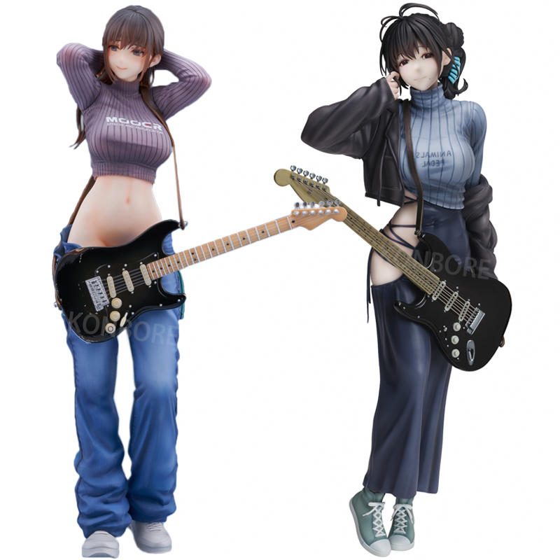 Finger Toys 25cm Lovely Guitar Sisters Mei Mei Sexy Girl Anime Figure Guitar Sisters Action Figure Adult Collectible Model Doll Toys Gifts-image-898154790