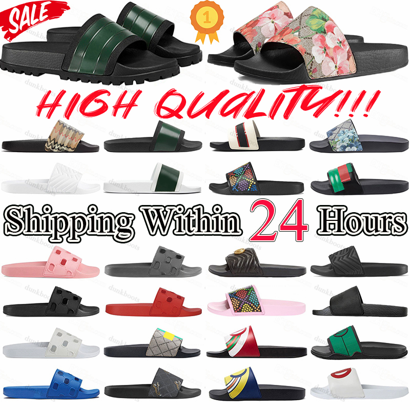 Designers Sliders Pantoufles Hommes Sandales Plat Floral Brocade Gear Bottom Fleurs Black Bee Tiger Slide Toile Vert Summer Beach Slides
