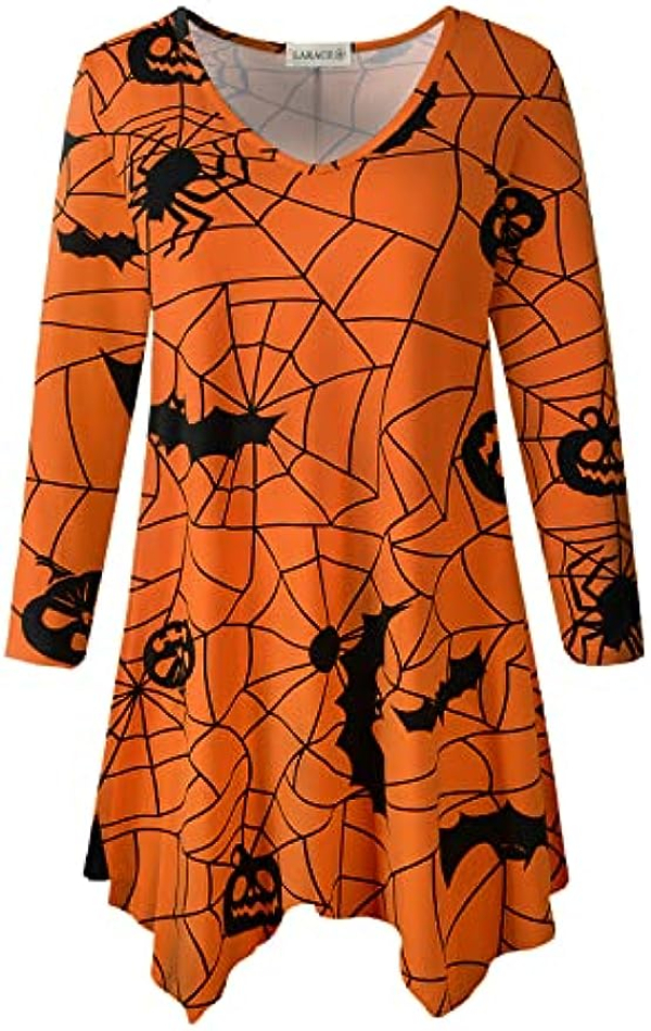 Plus Size Tops for Women Tunic Asymmetrical Dress Shirts 3 4 Sleeve V Neck Flowy Ladies Clothes for Leggings