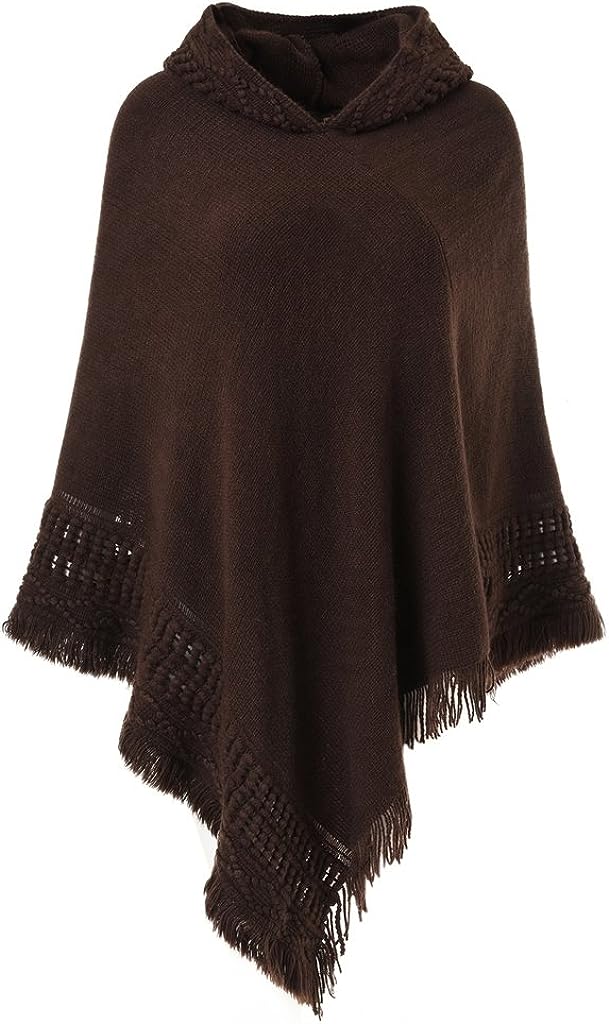 Ladies' Hooded Cape with Fringed Hem Crochet Poncho Knitting Patterns for Women
