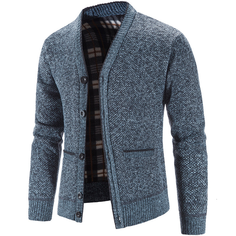 Pulls pour hommes Automne Hiver Pull pour hommes Cardigan Tricot Manteau Business Casual Veste de haute qualité Mâle Bouton Up Laine Jumpers Blou