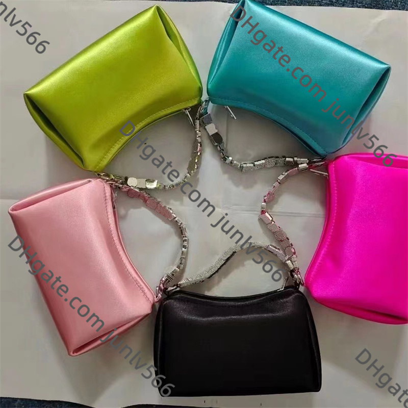 Sacs à main de créateurs de luxe Pochettes pour femmes Sac fourre-tout en satin HEIRESS avec strass Bandoulière bandoulière Lettres Sac de soirée