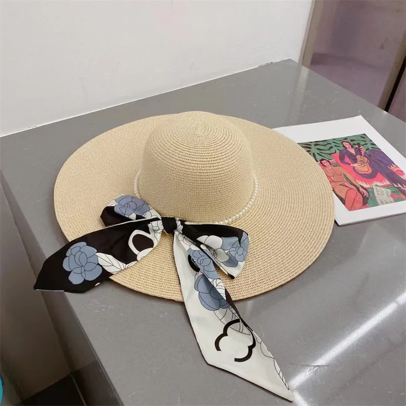 Luxurys Designers Bucket Hats Fashion Golden Letters Flowers Pearl Straw Hats For Unisex Summer Casual Sandbeach Holiday Sunhats 238317BF-image-898533933