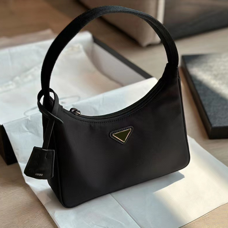 High Quality Designer Women Hobo Tote Handbag Correct Model 2000 Pendant Retro Small Underarm Bag Nylon Ladies Shoulder Purses