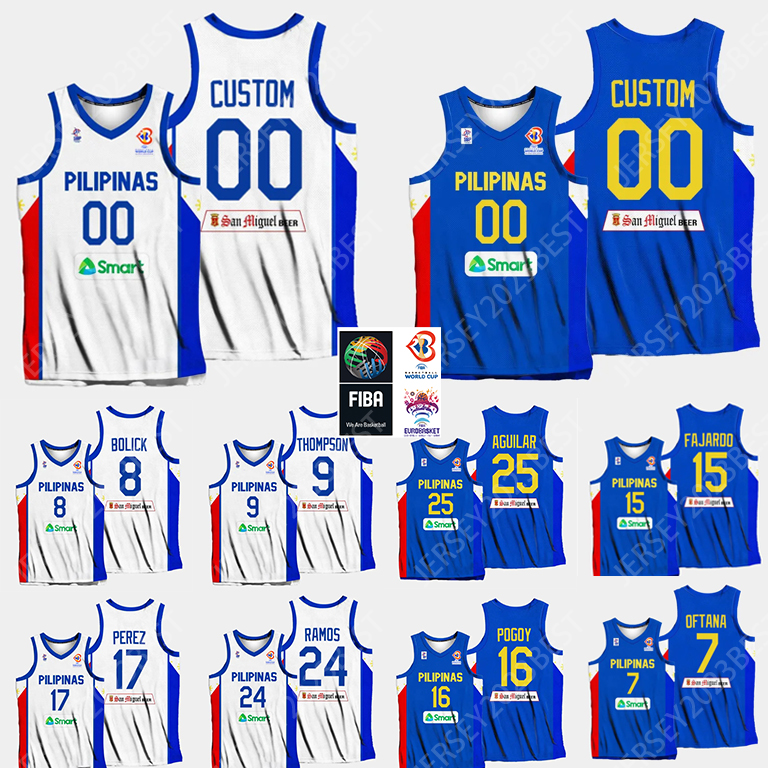 Maillot des Philippines 2023 Coupe du monde de l'équipe nationale 4 Kiefer RAVENA Maillot de basket-ball 7 Timothy HEADING 15 juin mars FAJARDO 1