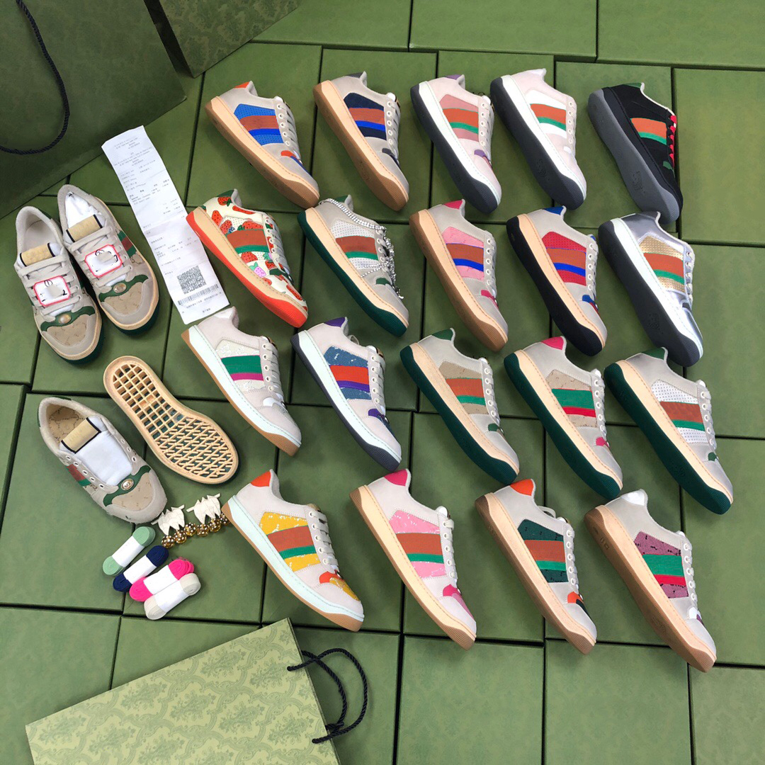 Chaussures décontractées de créateurs Couples Rétro Baskets en cuir véritable Petites chaussures sales pour femmes Sports de loisirs Sale pour ho