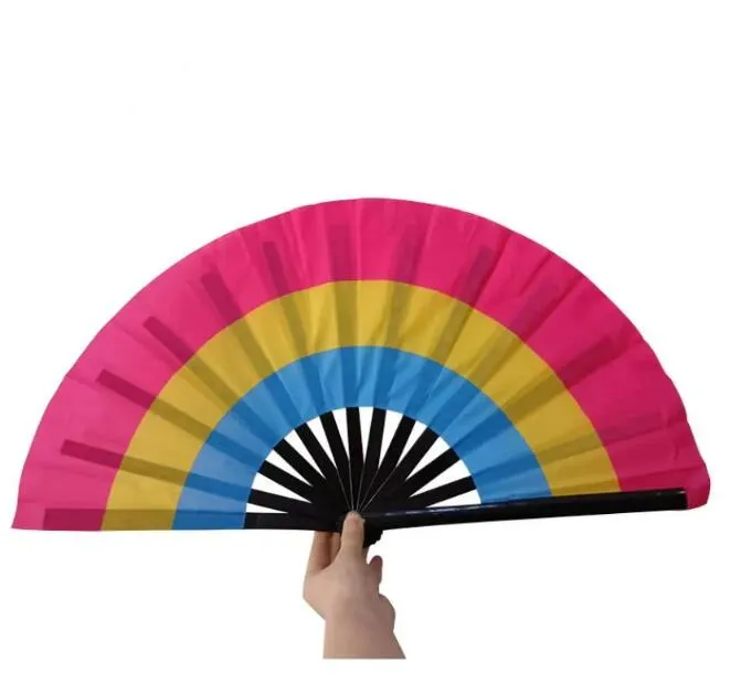 Rainbow Folding Fans LGBT Colorful Hand-Held Fan for Women Men Pride Party Decoration Music Festival Events Dance Rave Supplies