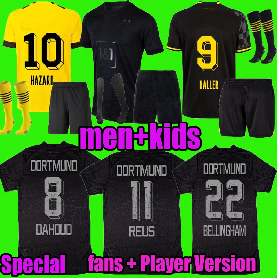 

HALLER REUS 22 23 Westfalen dortmund soccer jerseys FANS player 22 23 Borussia football shirts BELLINGHAM men kids REYNA BRANDT ADEYEMI GUERREIRO All-Black1501, Player version