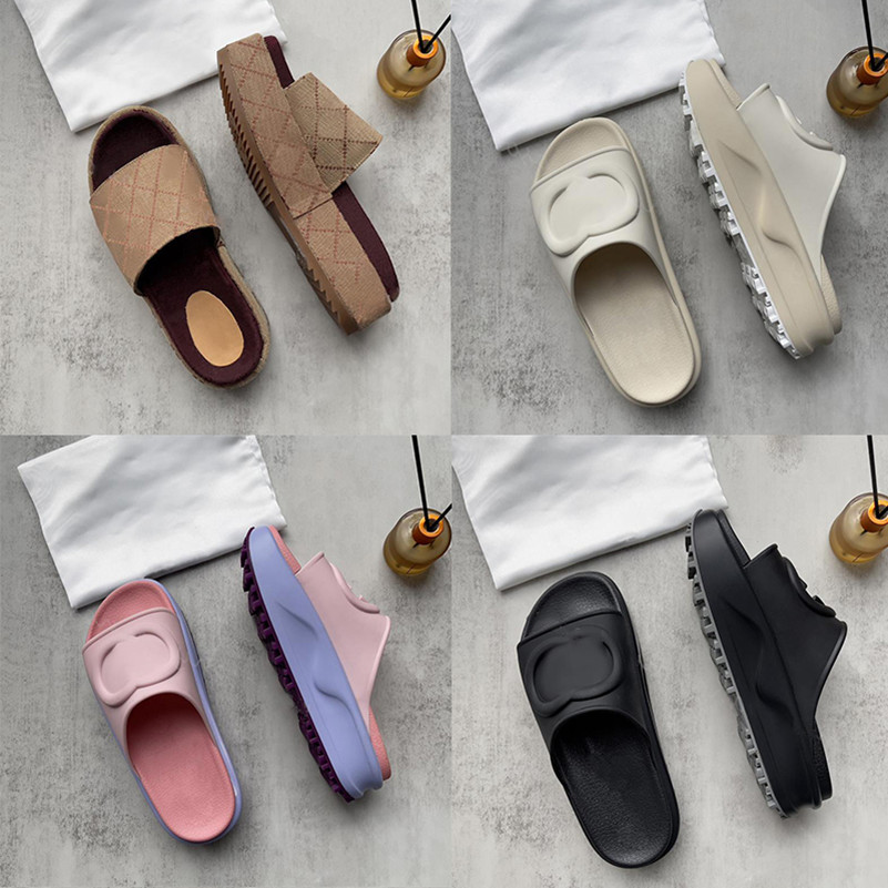 

Fashionable beach slippers luxury thick soles designer women's shoes white black pink purple letter slides sexy high heels large, Color1