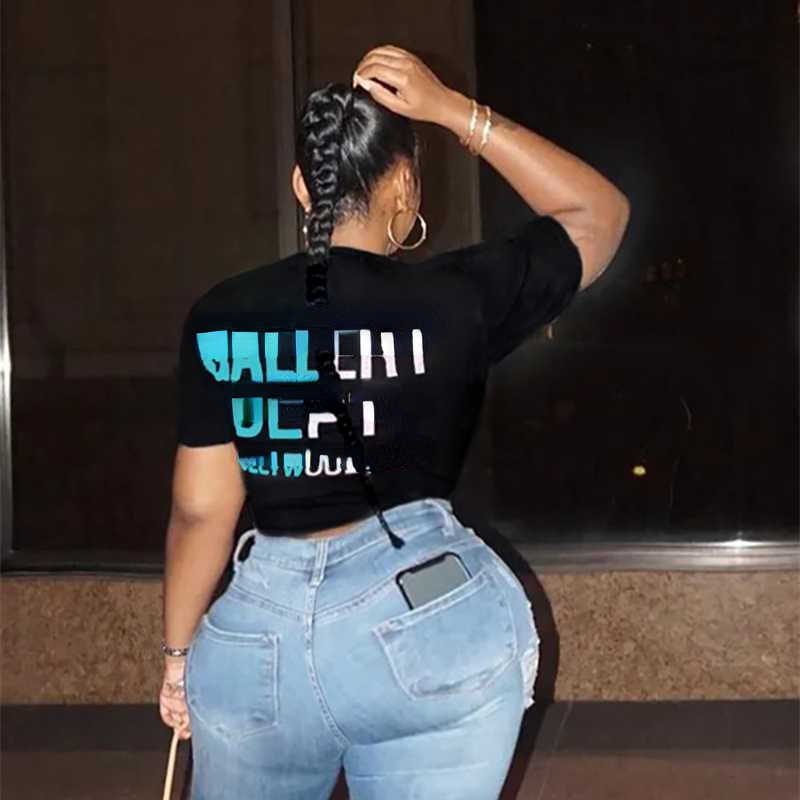 

Plus Size 3xl 4xl 5xl 2023 Summer Women Tops Printed T-shirt Round Neck Casual Loose Tees, #1