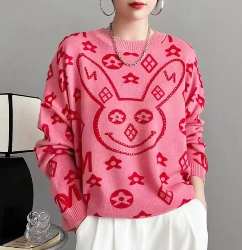 

pring Autumn 2023 Womens Sweaters Casual Knit Dress Contrast Color Long Sleeve Fashion Wear Letter Pattern lady tops classic ladies collar