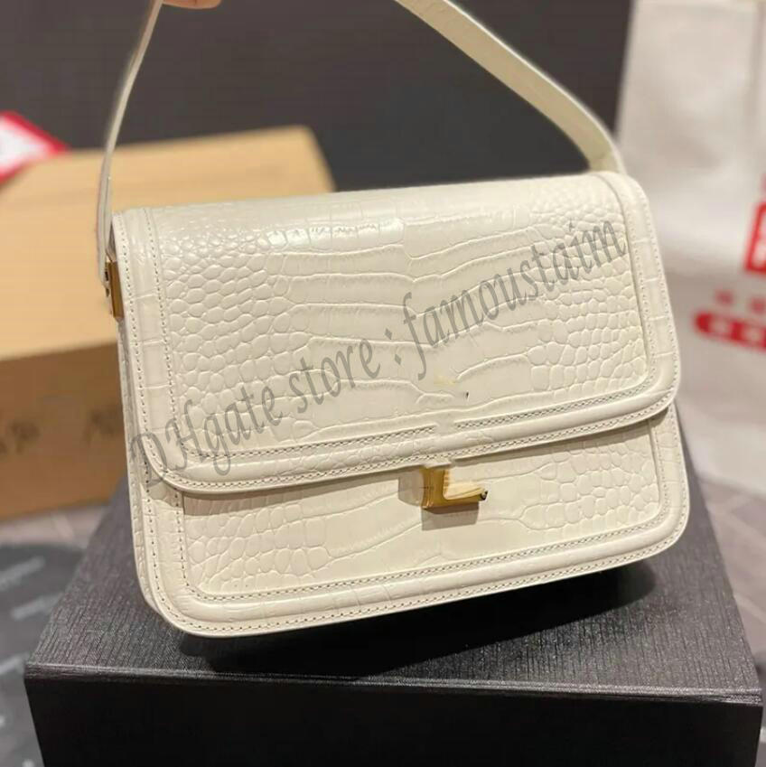 

Designer Women Solferino Satchel Box Flap Bag France Brand Crocodile Embossed Cowhide Leather IT Shoulder Bags Lady Metal Y Hasp Small Crossbody Handbag 6