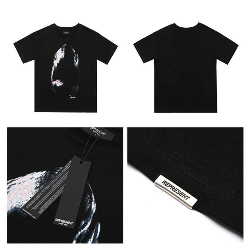 

Fashion Brand Luxury Represent White Shark Vtg American Fashion Brand Vintage Loose Oversize Short-sleeved T-shirt, Black