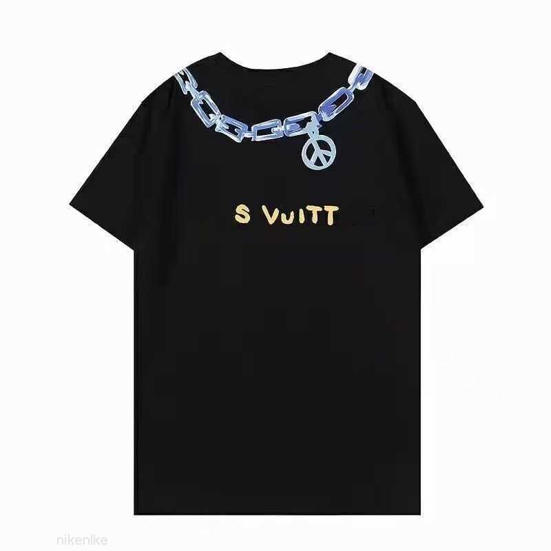 

23Ss Womens t Shirt Designer Short Sleeve Fashionable and Versatile Graffiti Printed Sweatshirt Pure Cotton Breathable Men and Women Clothing K88