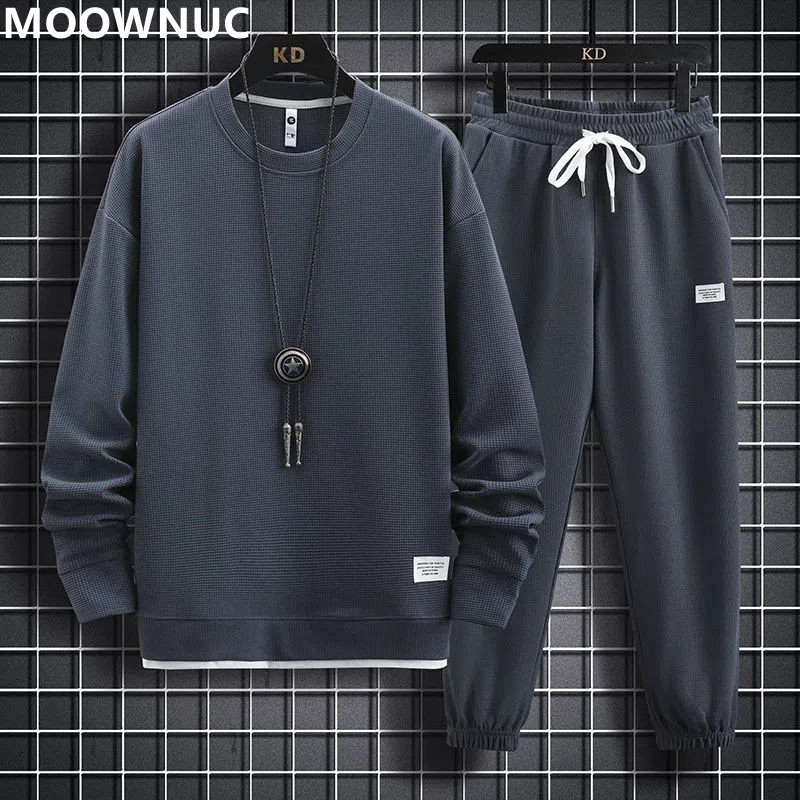Men s Tracksuits 2023 Spring and Autumn Classic Fashion Trend Waffle Ger Two Piece Casual Loose Large Size High Quality Suit 5XL 230228