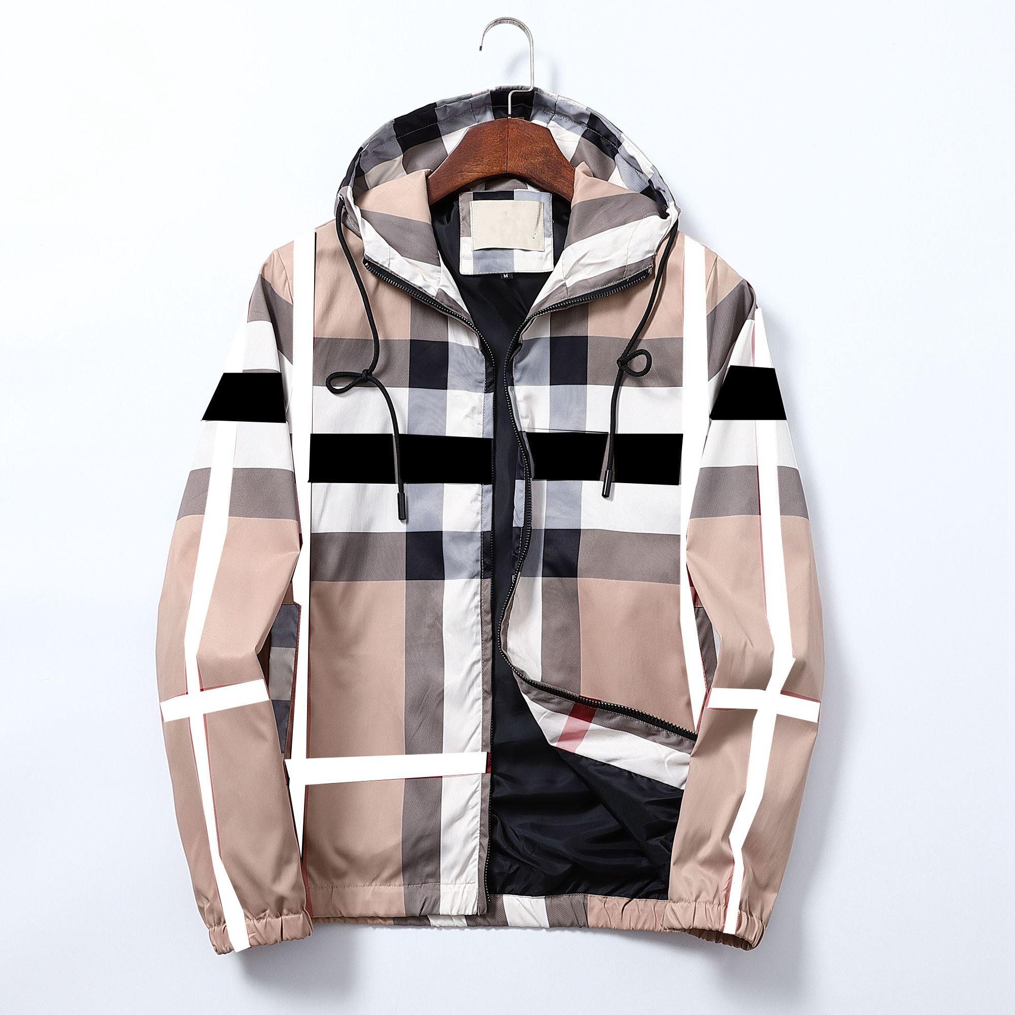 

2023 Designer men's Jacket Black White Yellow Brown Striped plaid brand windproof waterproof hoodie zipper Trench coat Men women Classic 2IKR, Pink