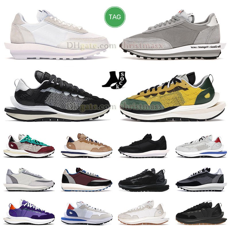 

waffle classic sacais running shoes vapourwaffles ld waffle white nylon fragment blue kiss of death cool grey pine green black gym white gum designer sneaker trainer, P01 36-45 black gum
