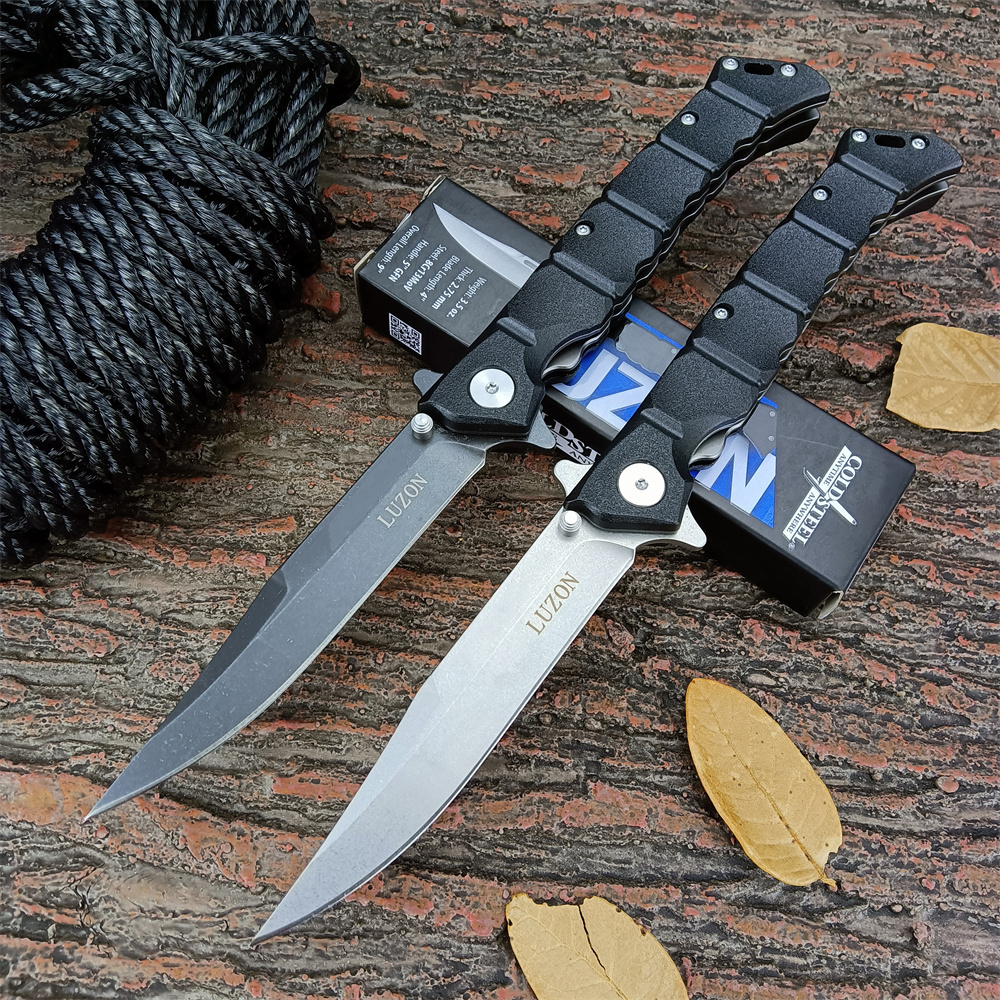 

2023 Cold Steel 20NQL Medium Luzon Flipper Knife 3.86" Stonewashed Blade Black GFN Handles - Outdoor Folding Knife Everyday Carry Spartan 4416 BM 535