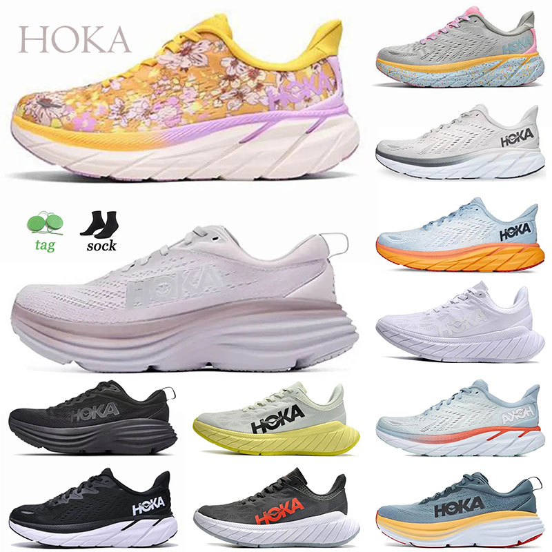 

hoka one Outdoor Shoes Runners Sneakers Men marathon Sports shock absorption hokas Bondi8 Women Lilac Marble floral blue fog lunar rock seeweed brown Trainers, Carbon x 2 (3) hot coral