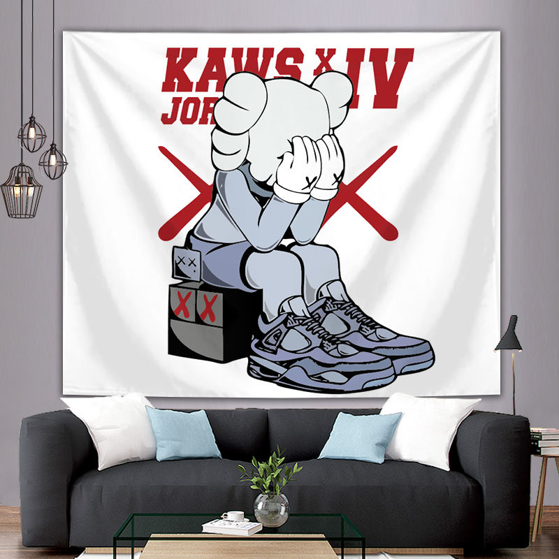 

Tapestries Fashion sesame street kaws hanging cloth net red background cloth tapestry decoration bedside arrangement ins wallpaper