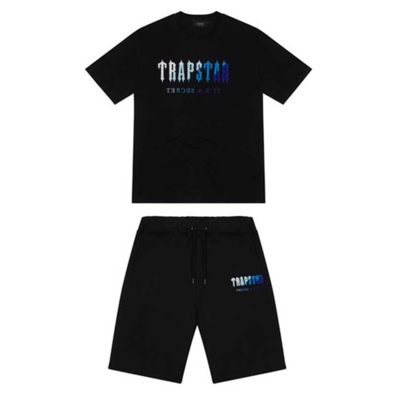 

Top Trapstar New Men's t Shirt Short Sleeve Outfit Chenille Tracksuit Black Cotton London Streetwears xs-2xl, Black suit