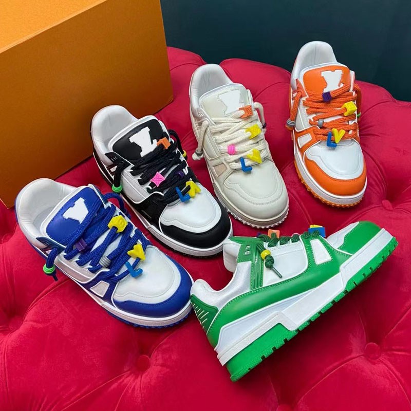 

Casual designer shoes new brand release luxury Shoe L Italy women leather sneakers luxury Sequin Classic white green men Casual Shoe womens lace up in box, Color5