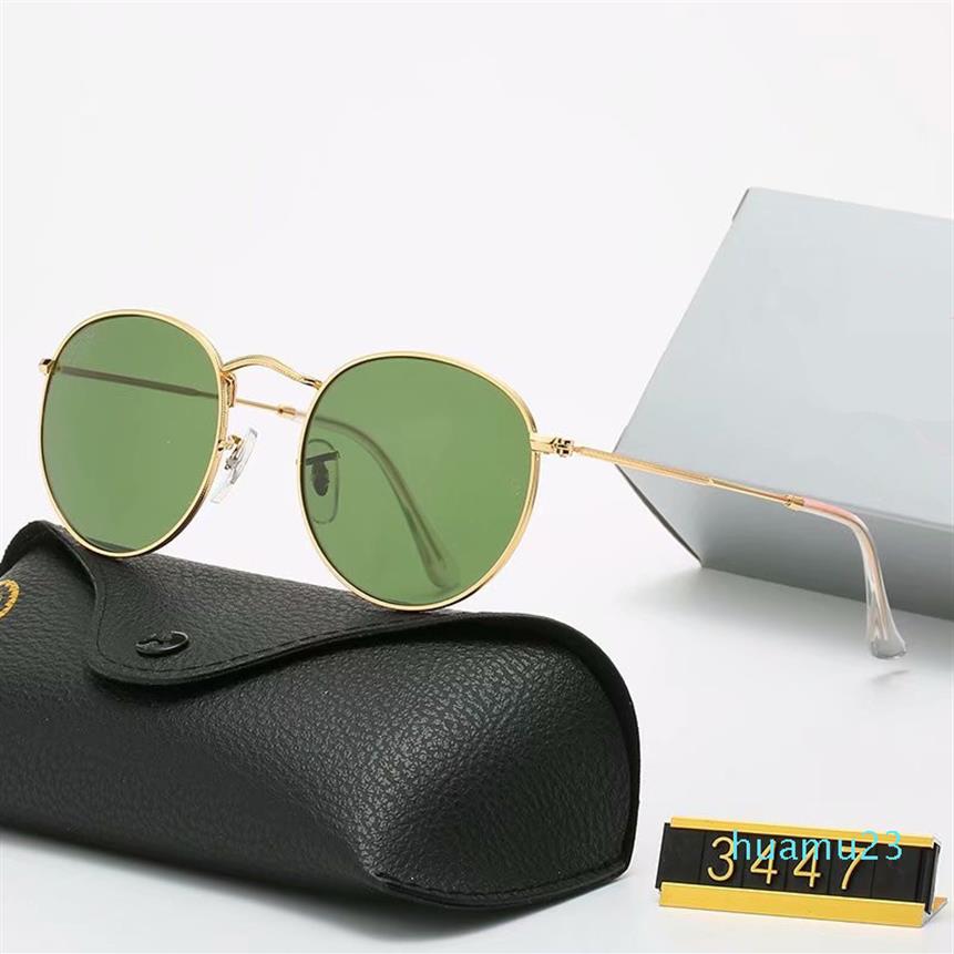 

Classic Design Brand Round Sunglasses UV400 Eyewear Metal Gold Frame s Glasses Men Women Mirror glass Lens Sunglasses272Y