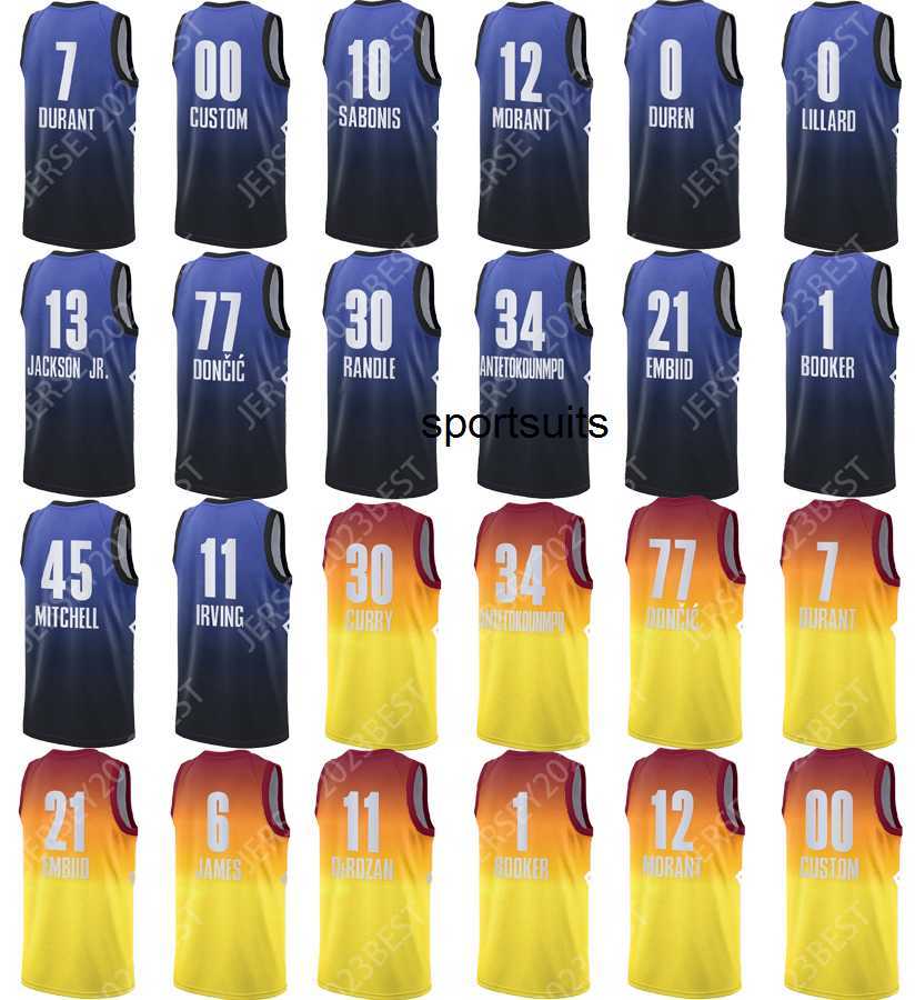 

Custom 2023 All-Star Printed Basketball Jersey Giannis Antetokounmpo 34 30 Curry Ja Morant Lillard Tatum Luka Doncic Kyrie Irving Keven, Green