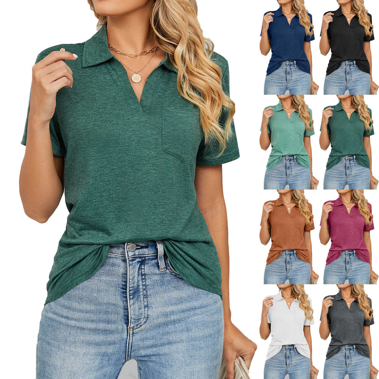 

2023 New Summer T-shirt For Women Casual Loose Short Sleeves Tee 2XL Y2303, Brown