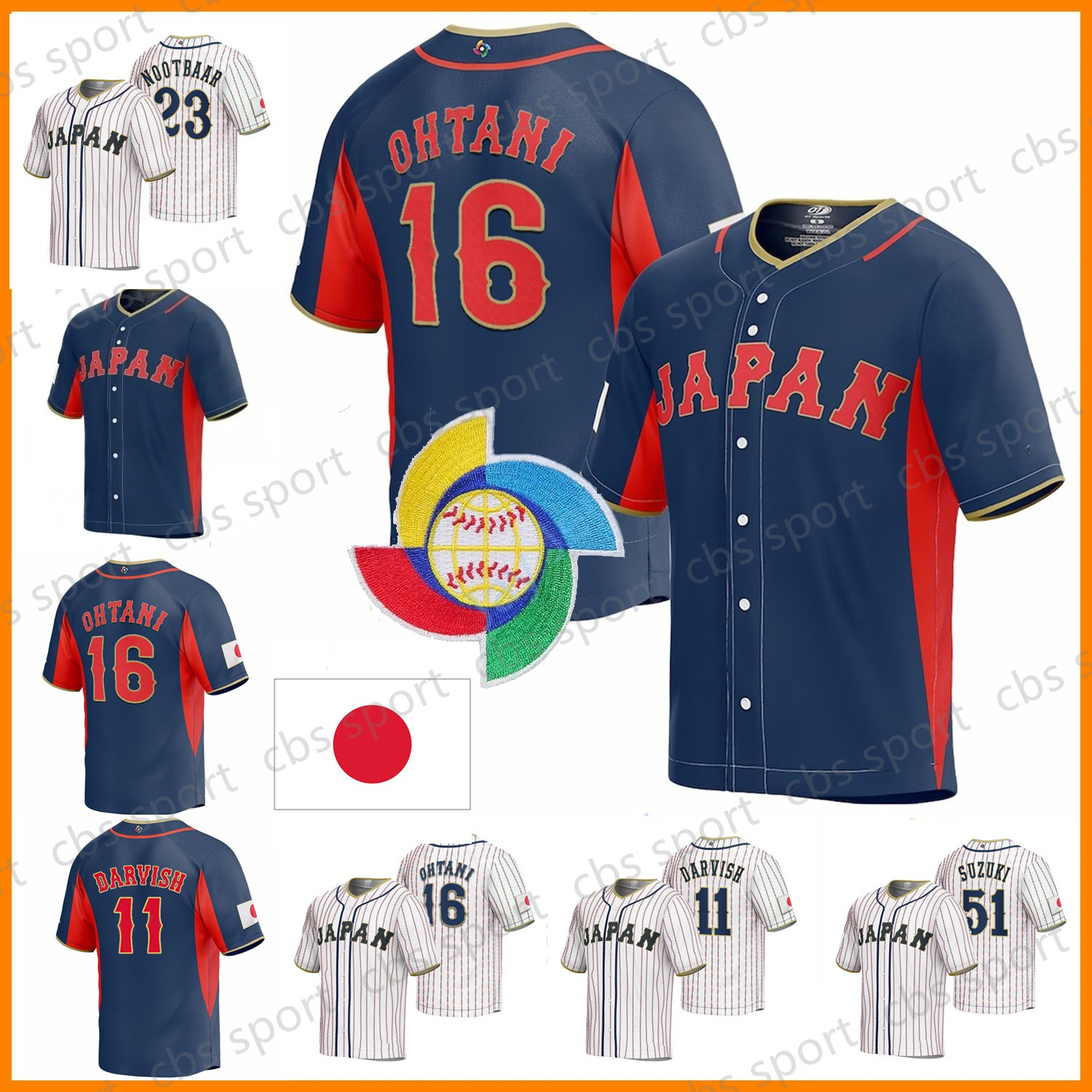 

2023 WBC wbc Japan 16 Shohei Ohtani Jersey World Baseball Classic Lars Nootbaar Yu Darvish Seiya Suzuki Roki Sasaki Takuya Kai Shugo Maki Kensuke Kondo Ukyo Shuto, 2023 navy youth