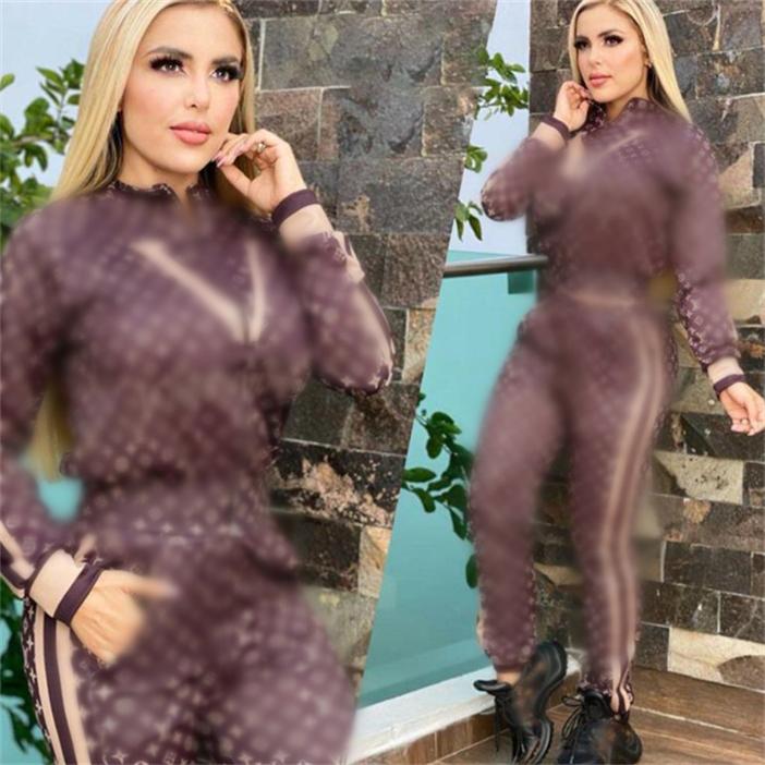 

23SS spring new Women' Tracksuits Luxury brand Casual sports Suit 2 Piece Set designer Tracksuits J2609, Brown