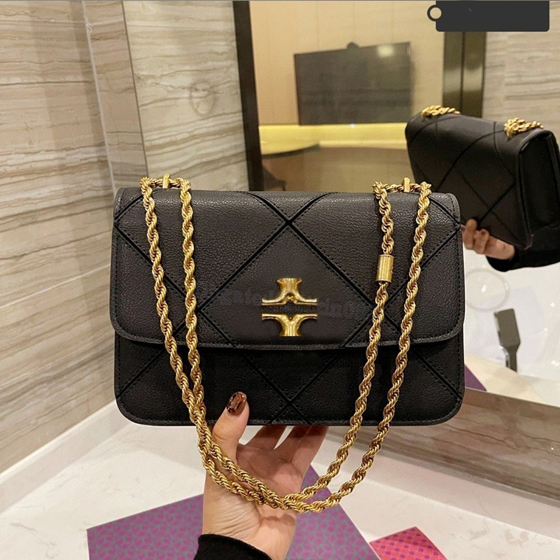 

7A Luxury Designer woman bags Shoulder Women's Gold chain Genuine leather handbag tote clutch flap crossbody wallet Small square bag Envelope bags, Black grid