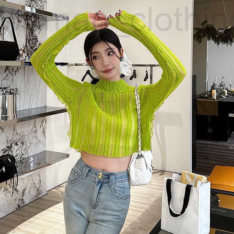 

Women' T-Shirt Designer The correct version 2023 early spring new small standing collar slim knit air conditioning shirt sun protection special CXFE, Picture color