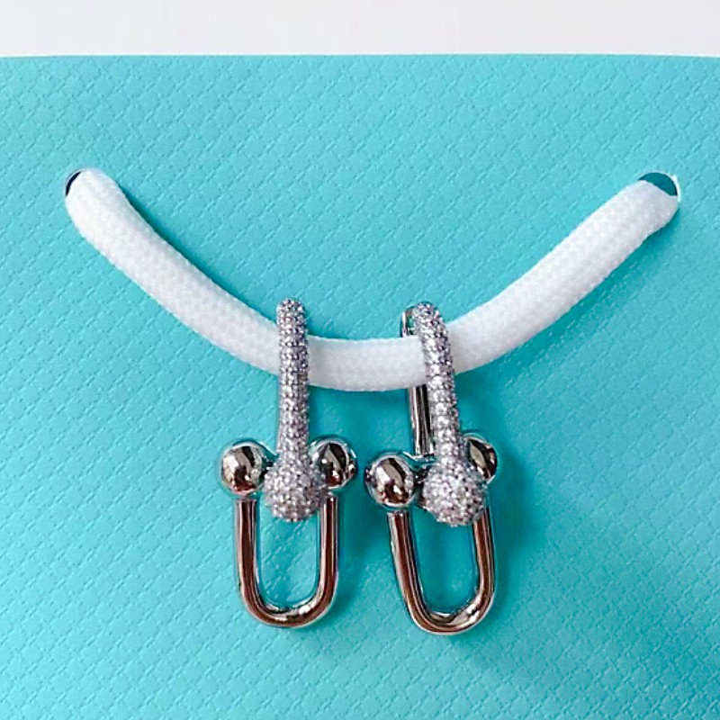 new gold diamond earrings european and american luxury diamond inlaid ushaped 925 silver earrings girls holiday gift factory